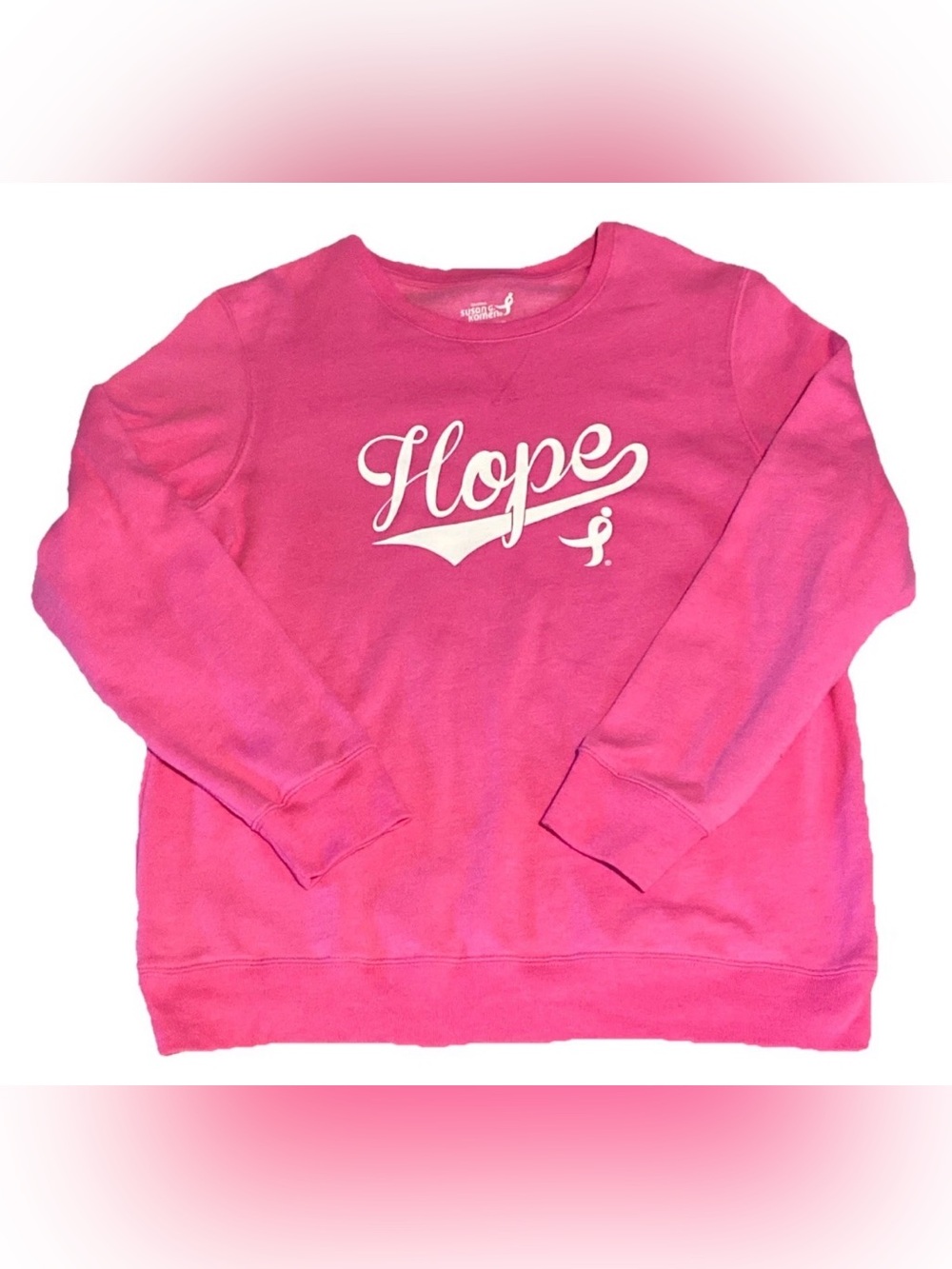 Hope Logo Pink Crewneck Sweatshirt Breast Cancer Awareness